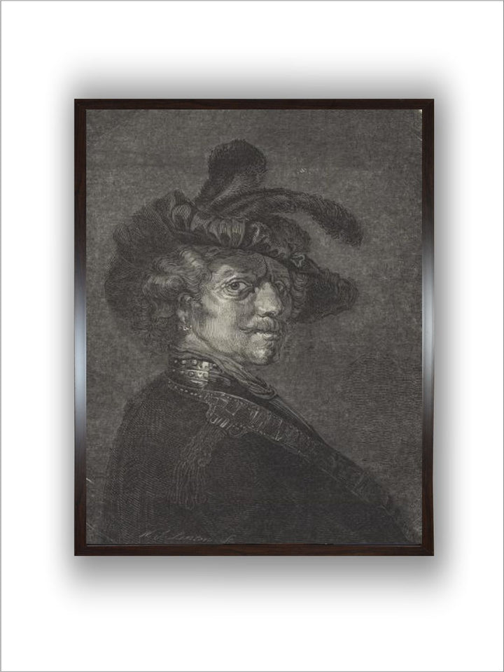 "Grey 1Pc Wooden Frame Rembrandt Wall Painting''