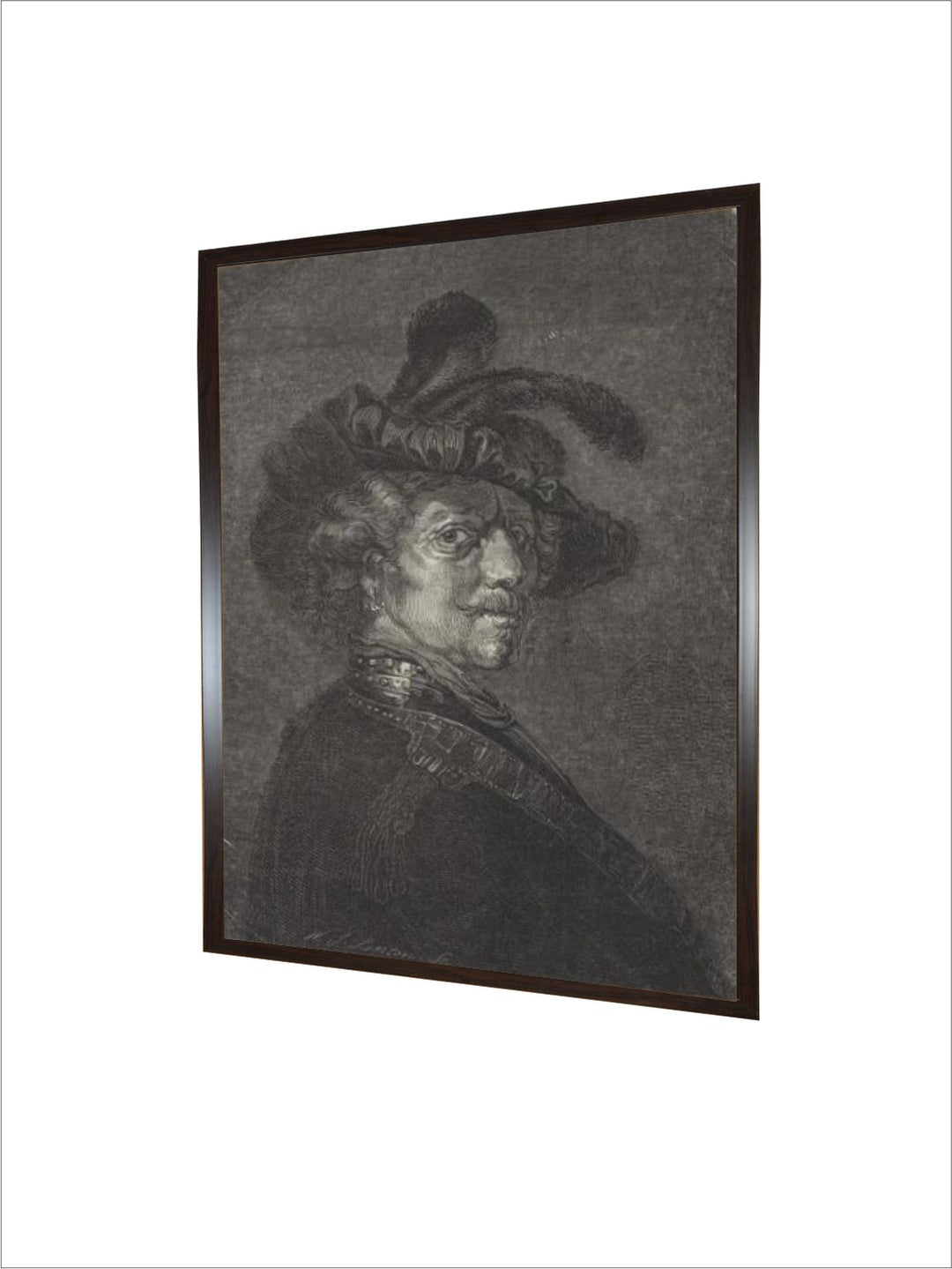 "Grey 1Pc Wooden Frame Rembrandt Wall Painting''
