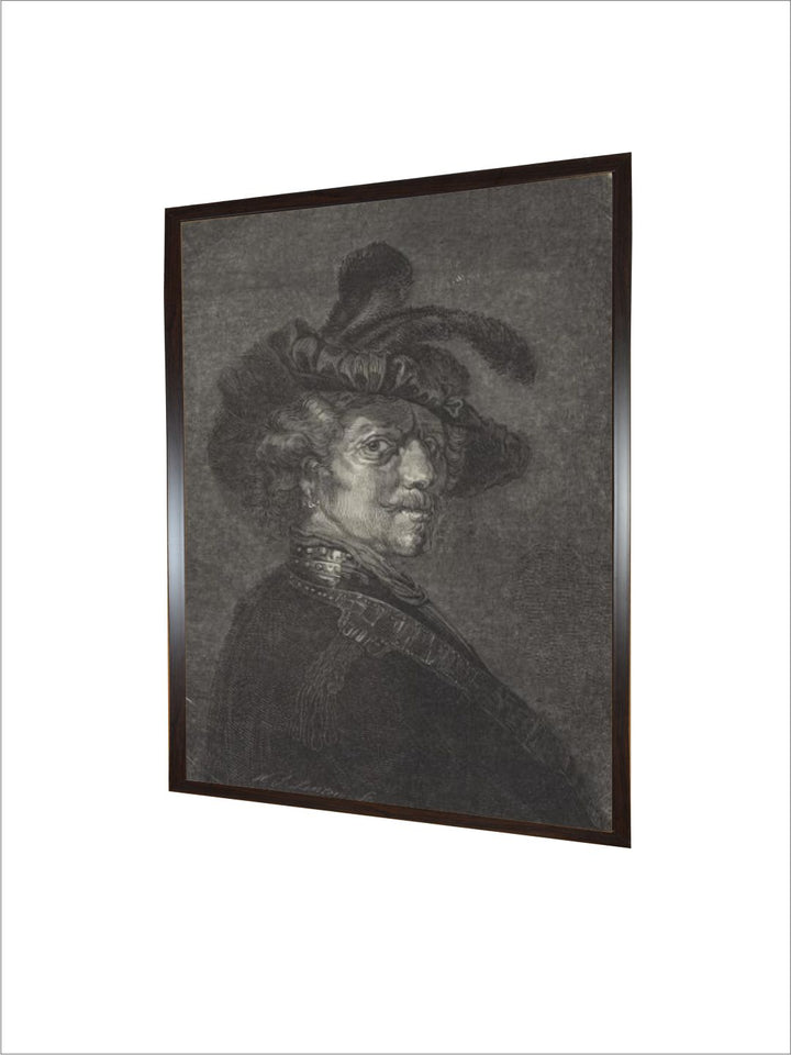 "Grey 1Pc Wooden Frame Rembrandt Wall Painting''