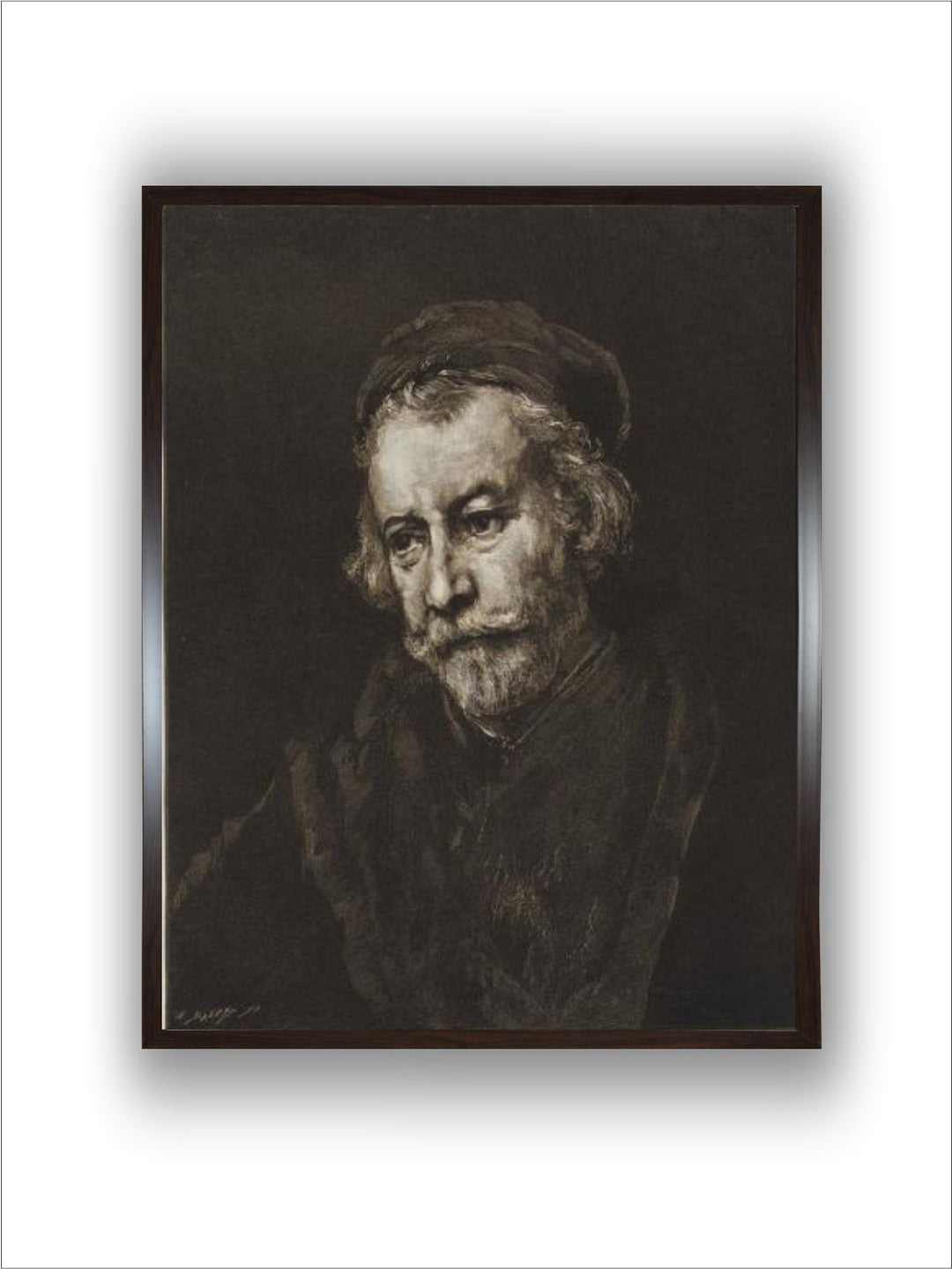 "Black  White 1Pc An Old Man Wooden Frame Wall Painting''