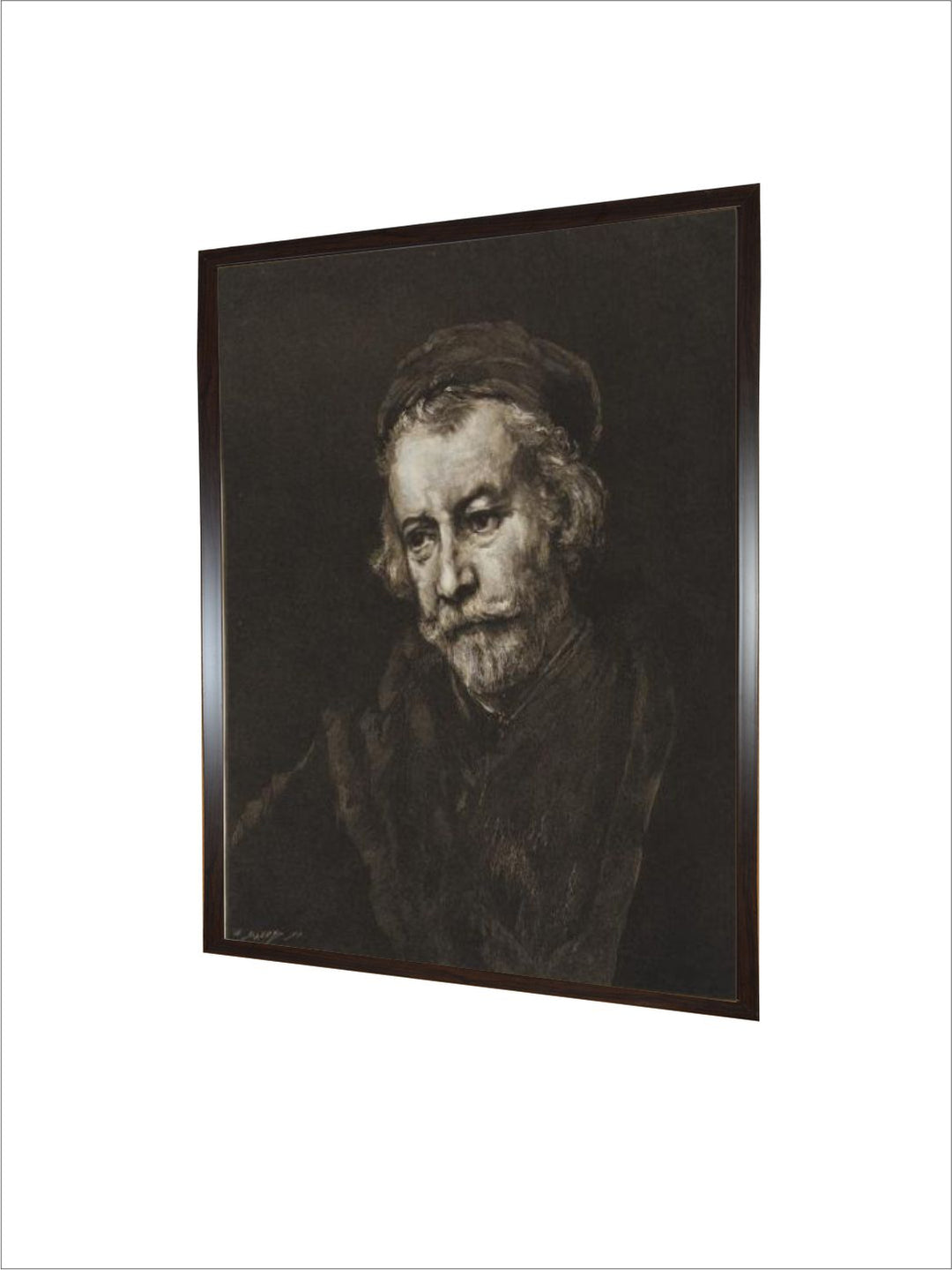 "Black  White 1Pc An Old Man Wooden Frame Wall Painting''
