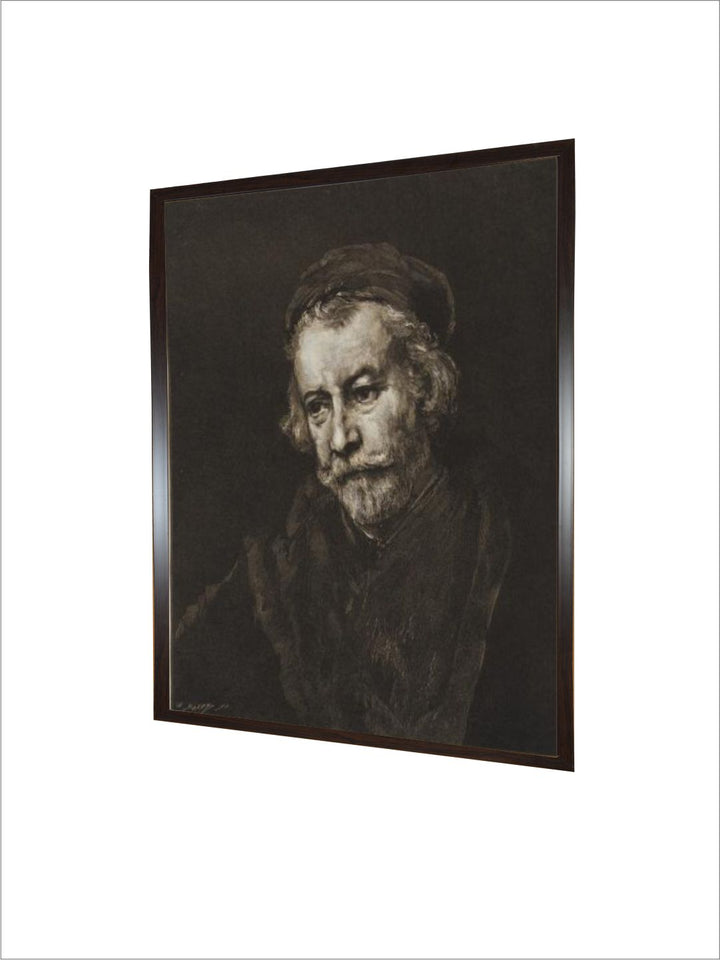 "Black  White 1Pc An Old Man Wooden Frame Wall Painting''