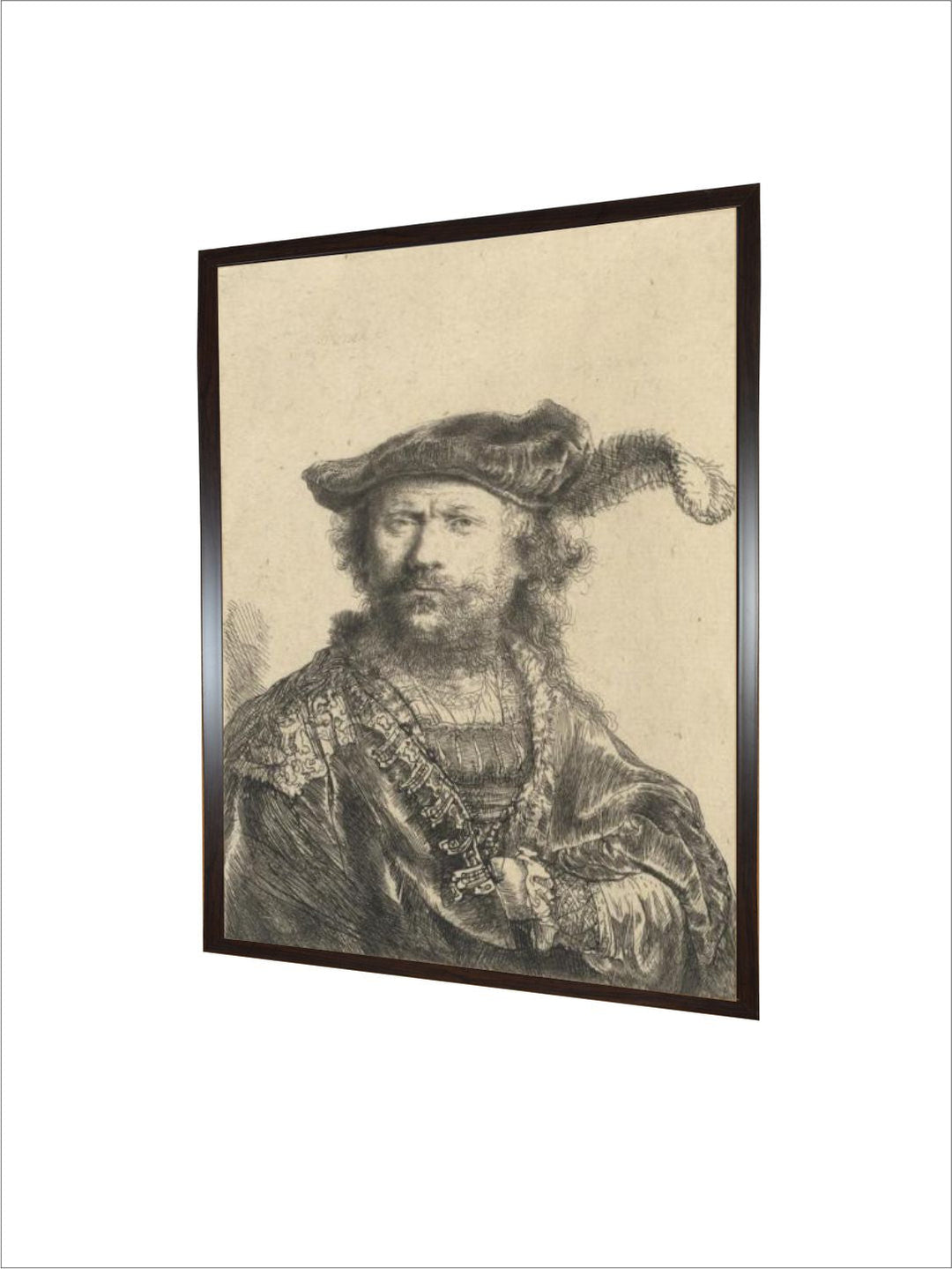 Self Portrait in a Velvet Cap with Plume, 1638 by Rembrandt Van Rijn