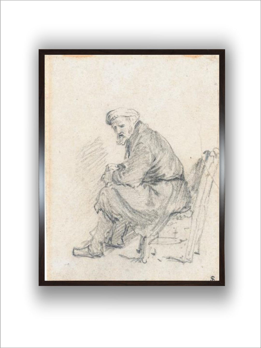 "Old Man in a Turban Wooden Wall Painting''