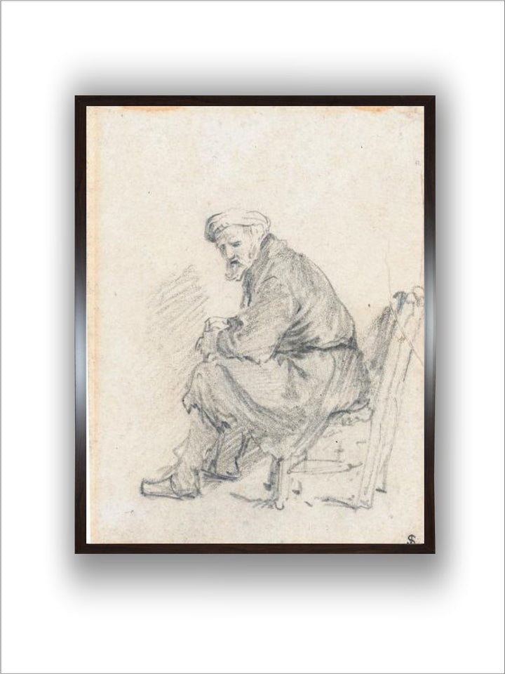 "Old Man in a Turban Wooden Wall Painting''