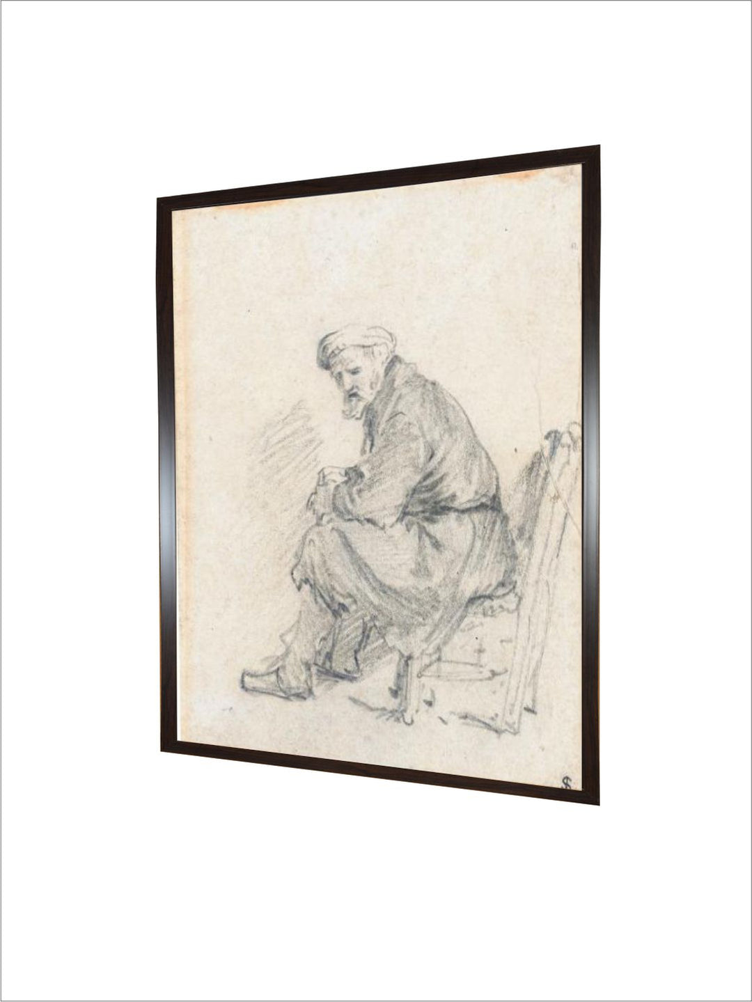 "Old Man in a Turban Wooden Wall Painting''