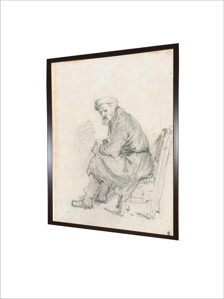 "Old Man in a Turban Wooden Wall Painting''