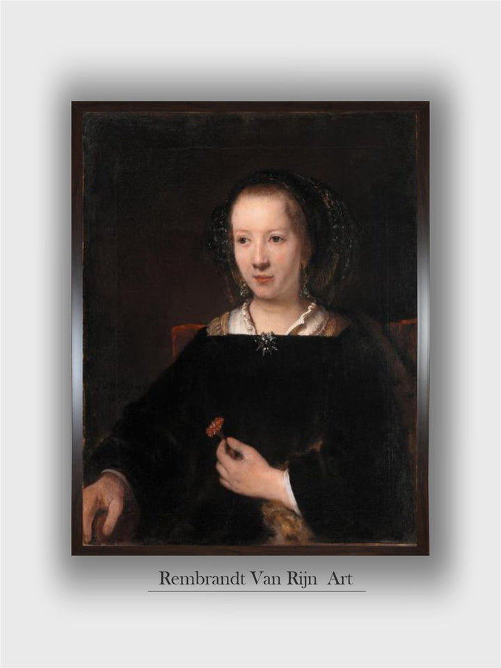 "Black Rembrandt Van Rijn Painting Wall Art''
