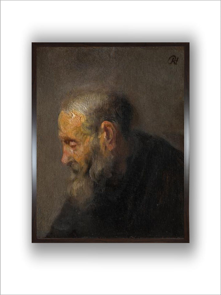 "Black  Brown Study of an Old Man in Profile C.1630 Canvas Wall Paintings''