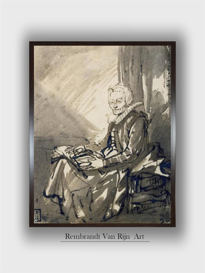 "Woman With An Open Book On Her Lap, Ca 1639 Wooden Wall Painting''
