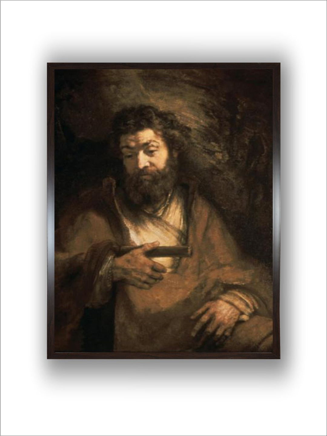 "Black  Brown 1 Piece Simon the Apostle Wooden Frame Wall Painting''