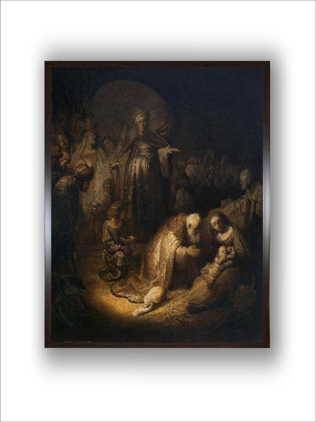 "Brown 1 Piece Adoration of the Magi Wooden Frame Wall Painting''