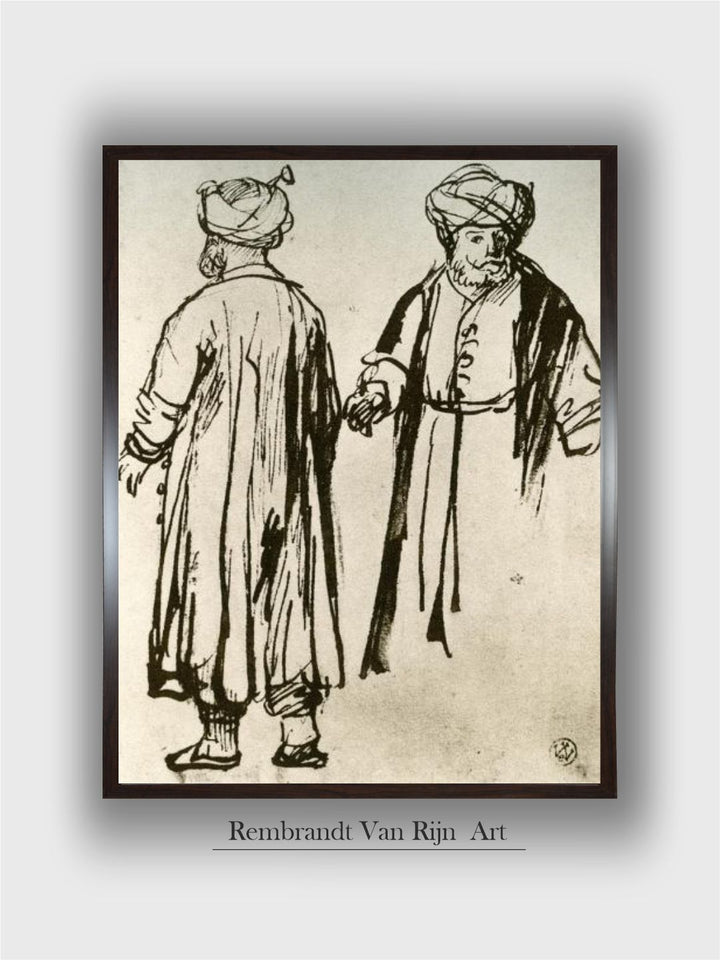 "Two Turks Walking, 1913 Wooden Wall Painting''