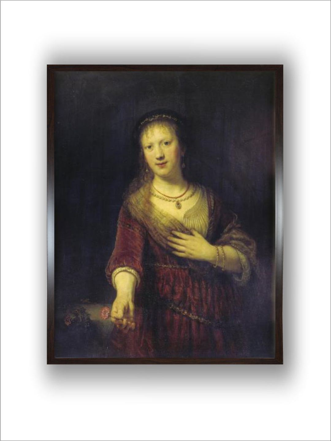 "Red  White Saskia with A Red Flower Wall Paintings''
