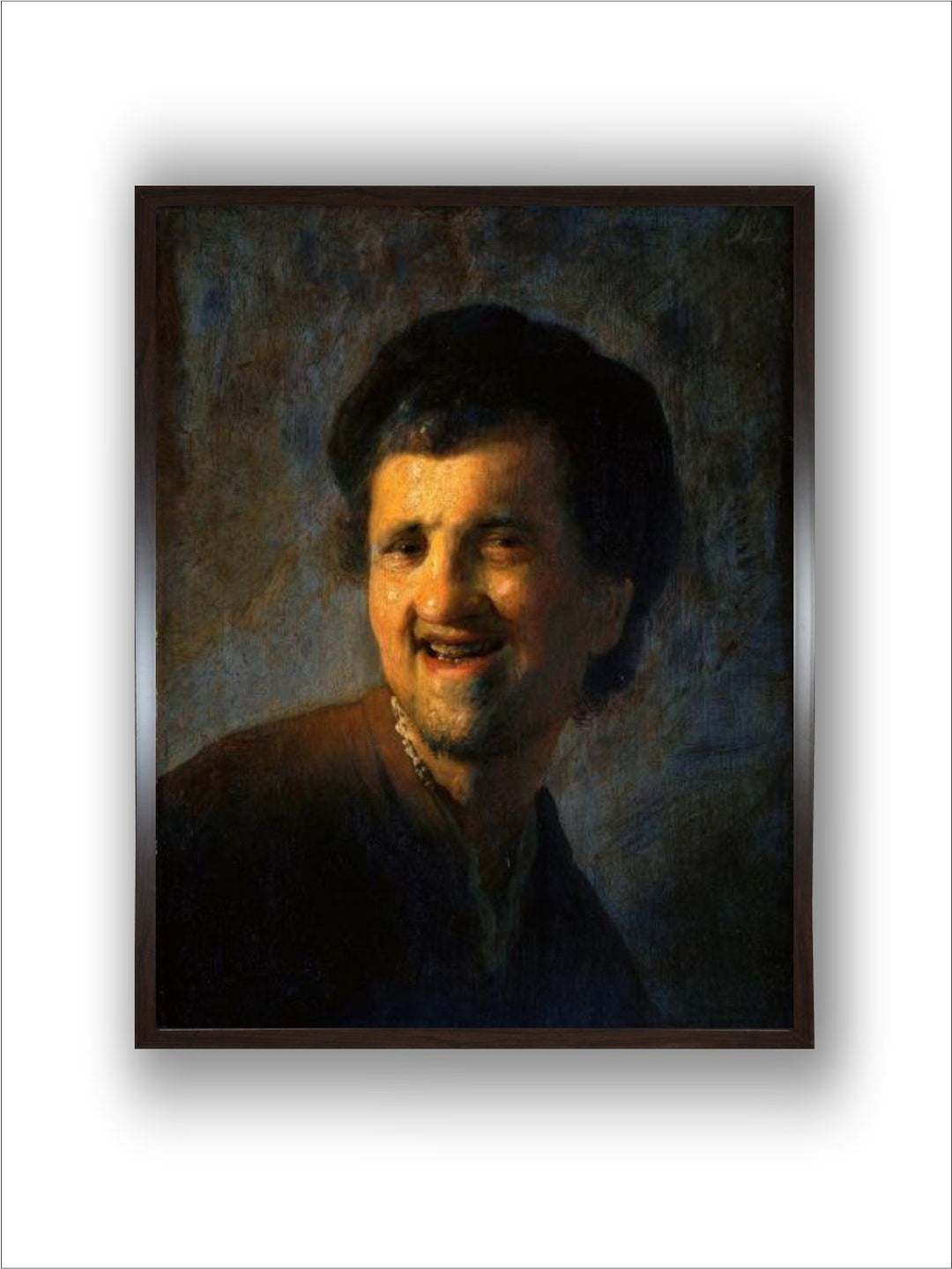 "Laughing Young Man Wooden Wall Painting''