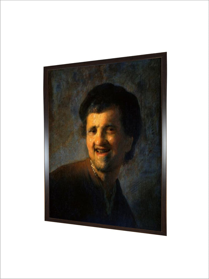 "Laughing Young Man Wooden Wall Painting''