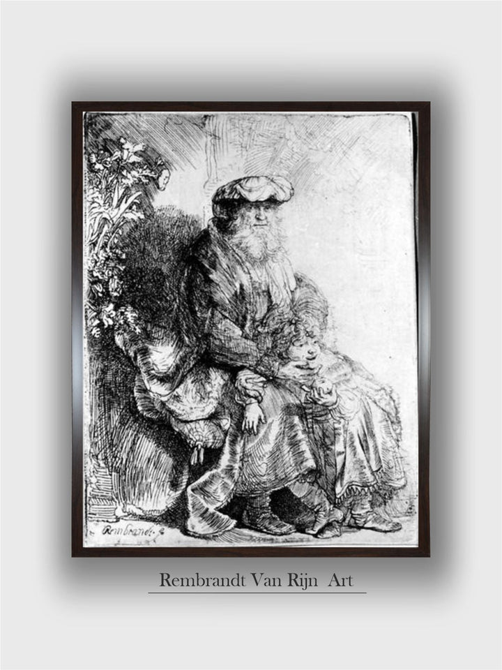 Abraham Holding Young Isaac by Rembrandt Van Rijn