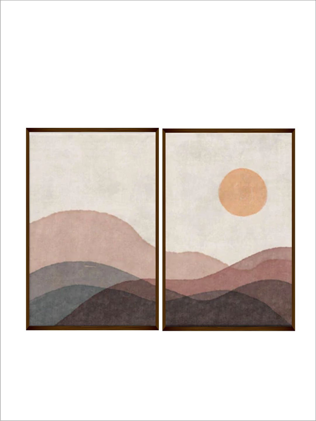 "Set of 2 White & Rust Abstract Painting Framed Wall Art''