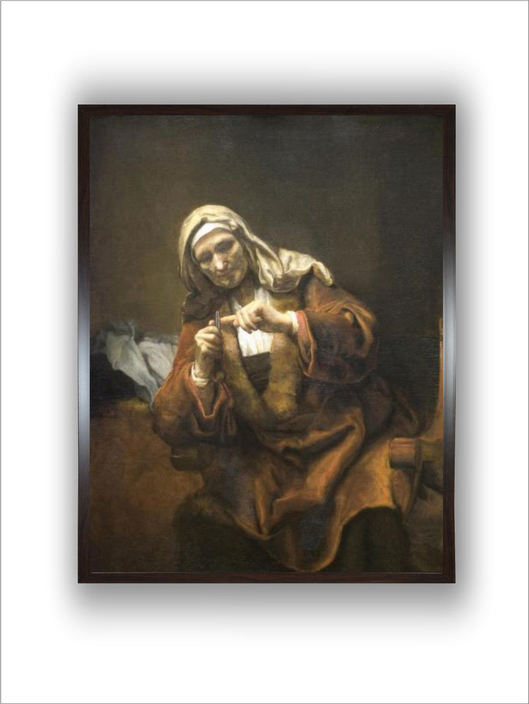 Old Woman Cutting Her Nails by Rembrandt Van Rijn
