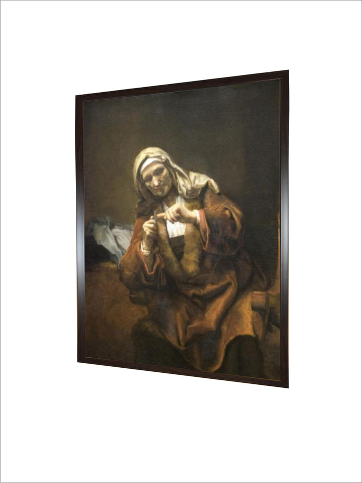 Old Woman Cutting Her Nails by Rembrandt Van Rijn
