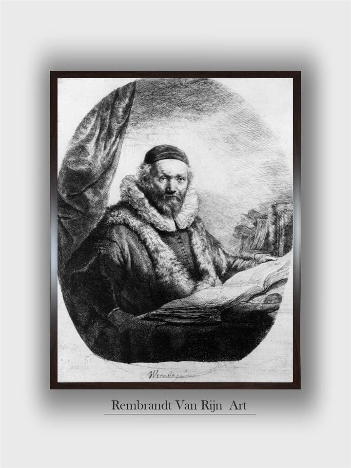 Jan Uytenbogaert, Preacher of the Remonstrants, 1635 (Etching) by Rembrandt Van Rijn