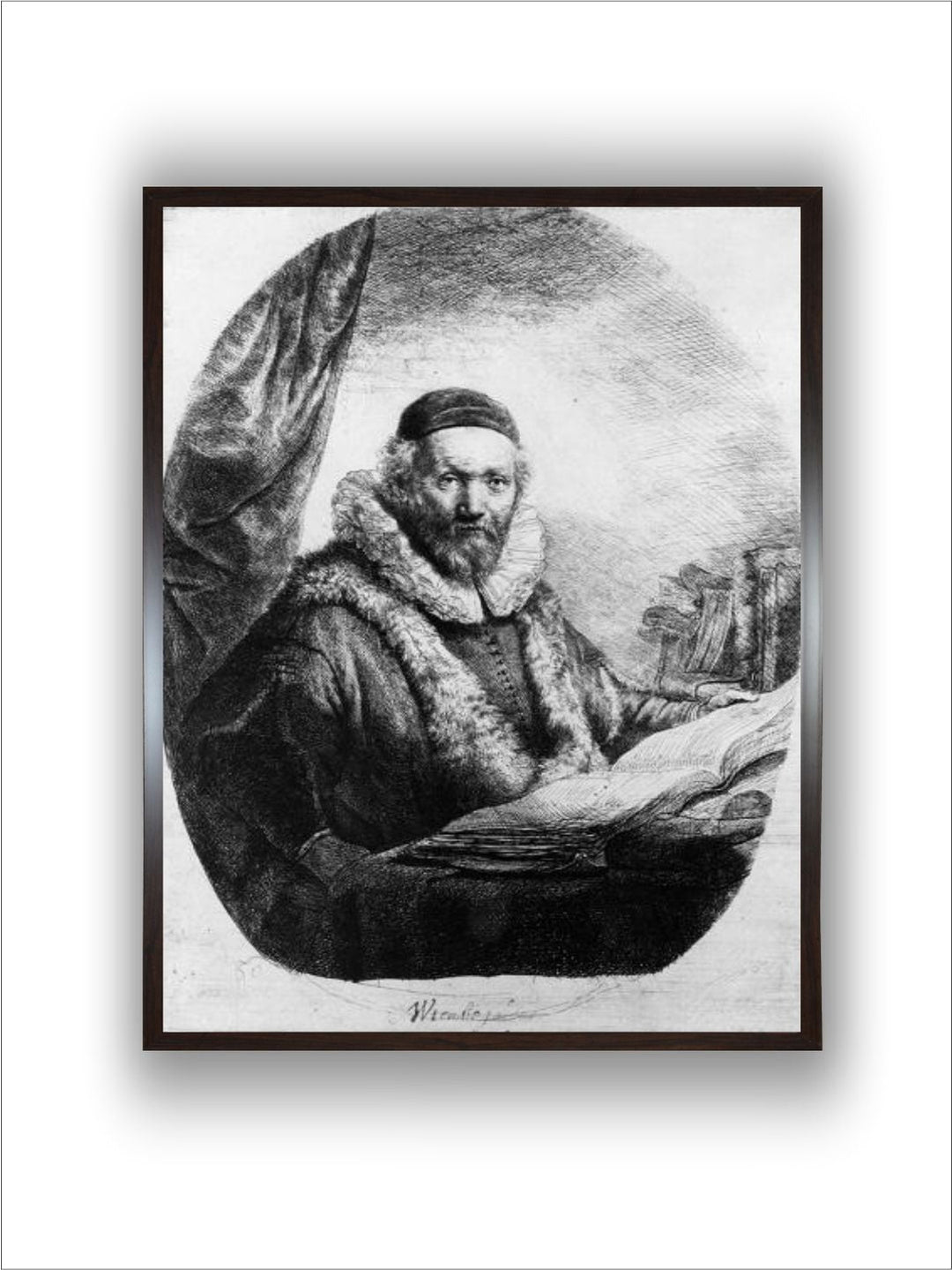 Jan Uytenbogaert, Preacher of the Remonstrants, 1635 (Etching) by Rembrandt Van Rijn