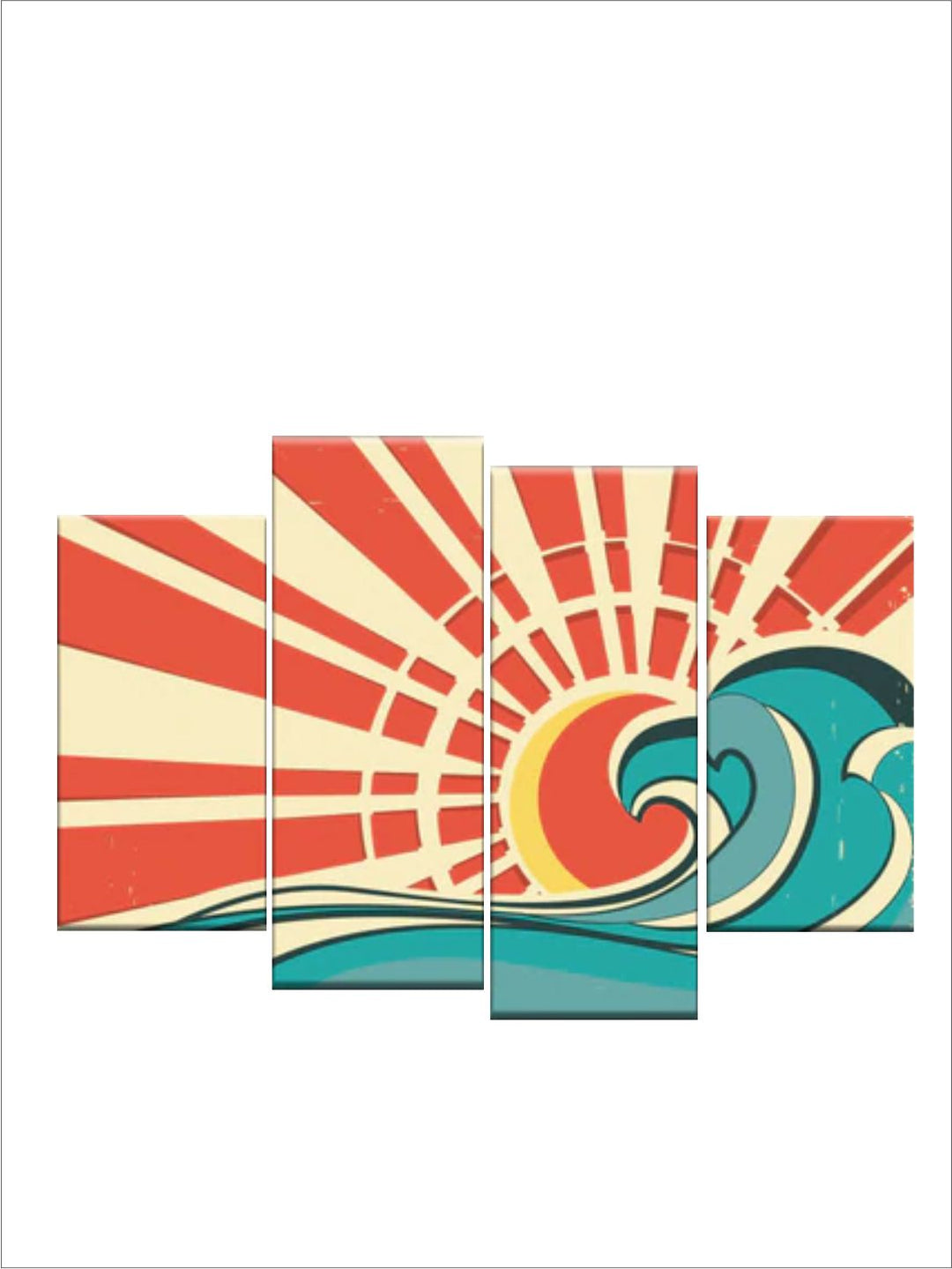 "Set Of 4 Red & Blue Abstract Painting Wall Art''