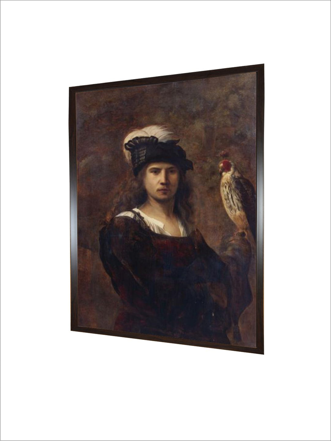 A Falconer, Standing Half Length, in a Feathered Hat by Rembrandt Van Rijn