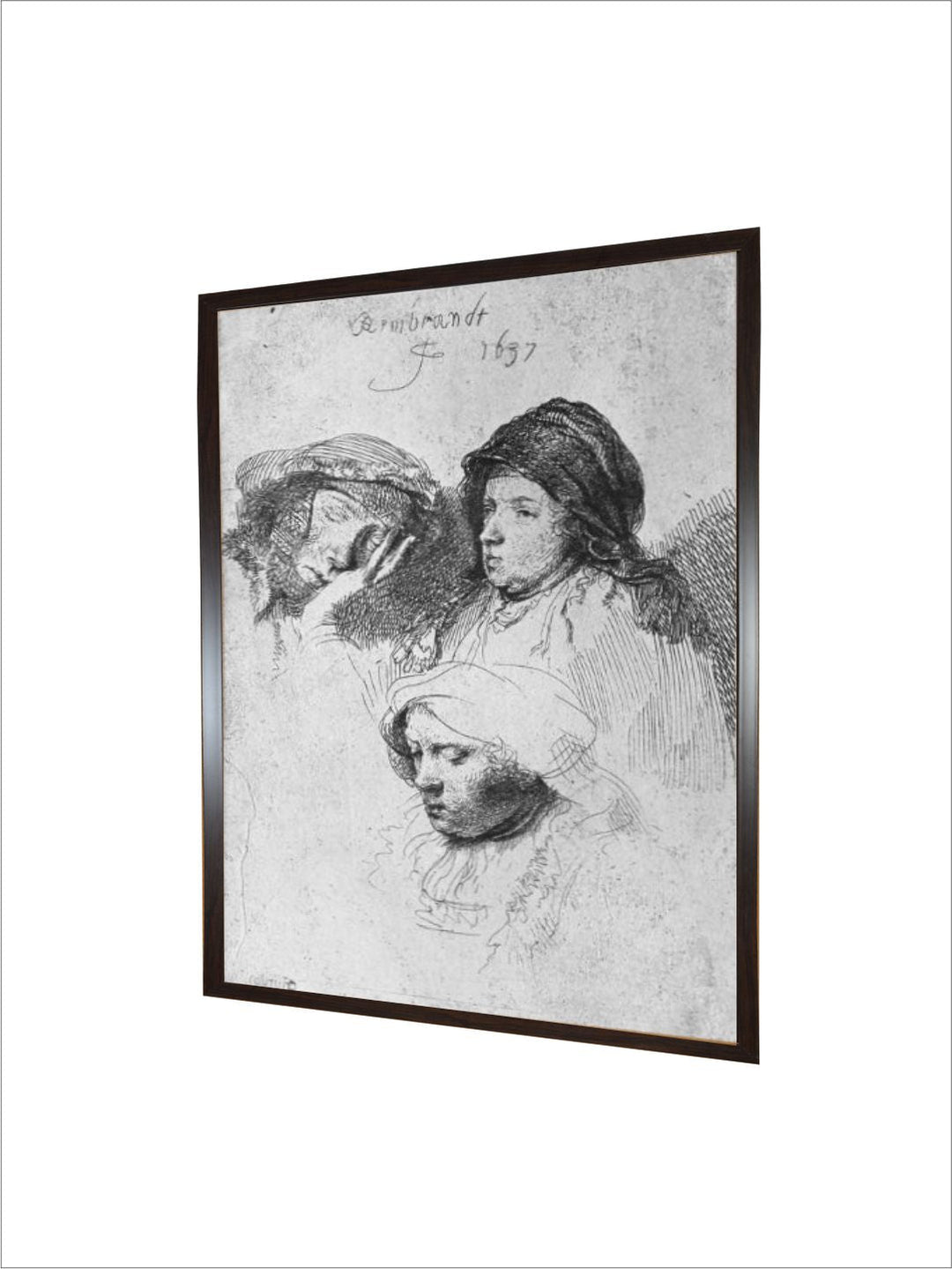 Three Female Heads with One Sleeping, 1637 by Rembrandt Van Rijn