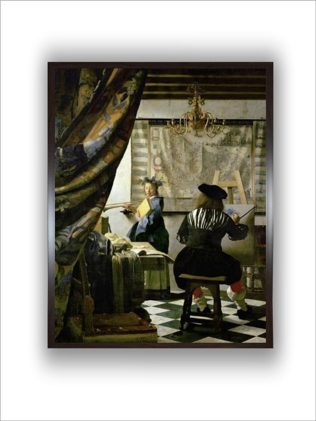 The painter (Vermeers self-portrait) and his model as Klio by Johannes Vermeer