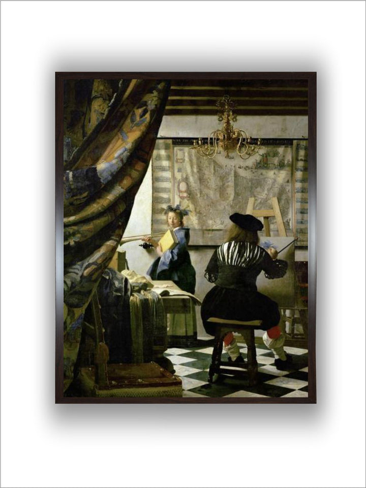 The painter (Vermeers self-portrait) and his model as Klio by Johannes Vermeer