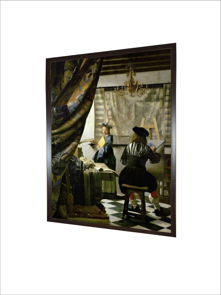 The painter (Vermeers self-portrait) and his model as Klio by Johannes Vermeer