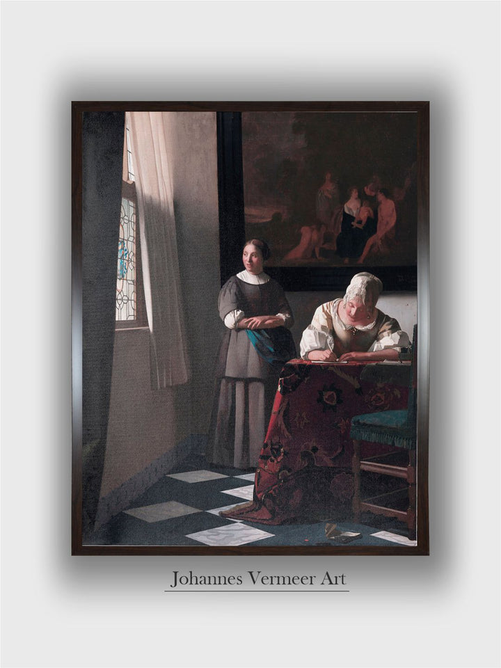 Lady Writing a Letter with Her Maid by Johannes Vermeer
