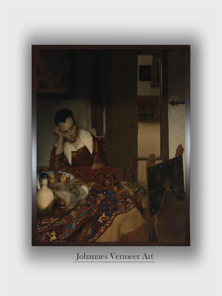 Girl asleep at a table, 1656-57 by Johannes Vermeer