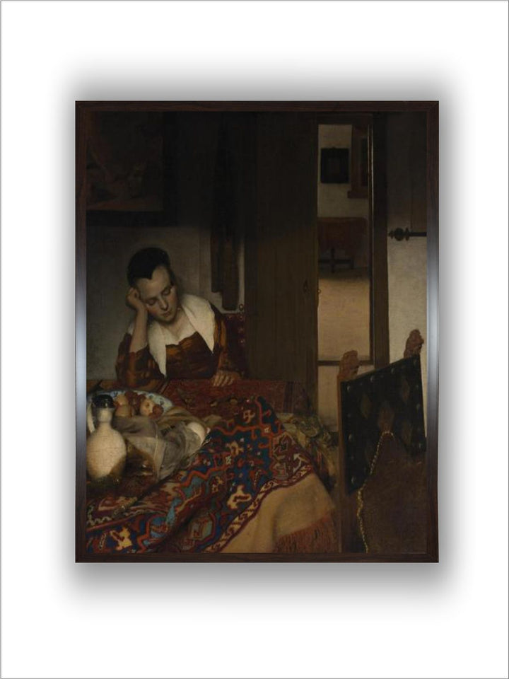 Girl asleep at a table, 1656-57 by Johannes Vermeer