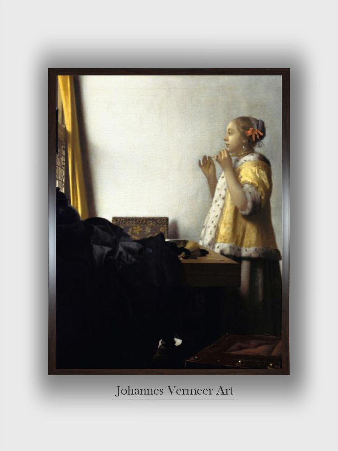 Young Woman with a Pearl Necklace, Ca 1662 by Johannes Vermeer