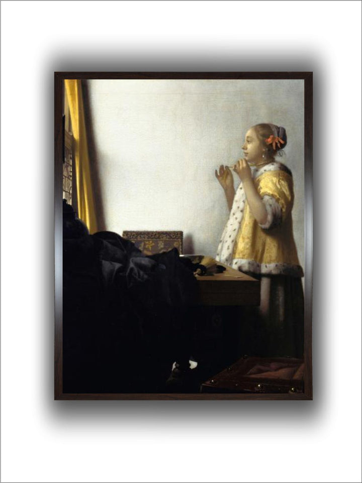 Young Woman with a Pearl Necklace, Ca 1662 by Johannes Vermeer