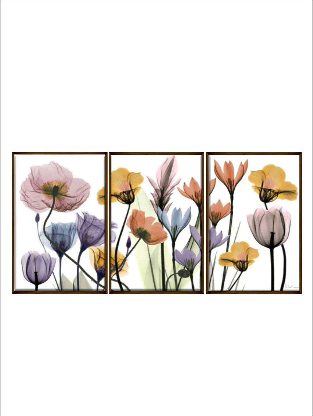 " Set Of 3 White & Blue Printed Abstract Painting Wall Art''