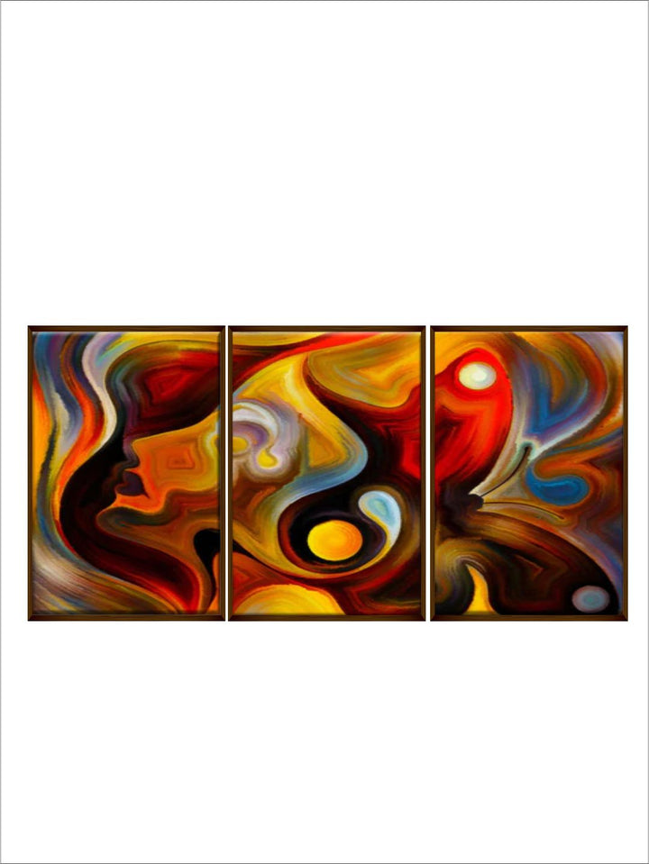 "  Set Of 3 Multi-Colored Abstract Painting Frame Wall Art''