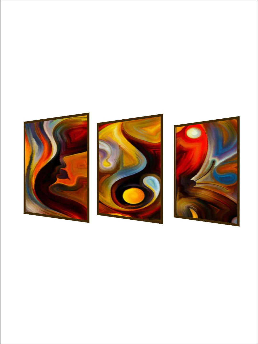 "  Set Of 3 Multi-Colored Abstract Painting Frame Wall Art''