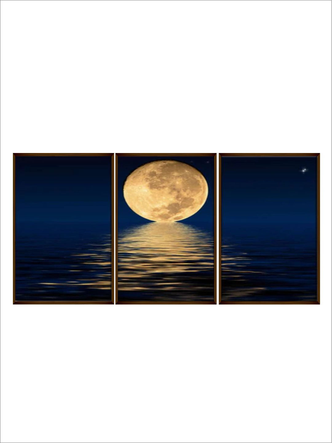 "Set Of 3 Blue & Beige Printed Abstract Painting Wall Art ''