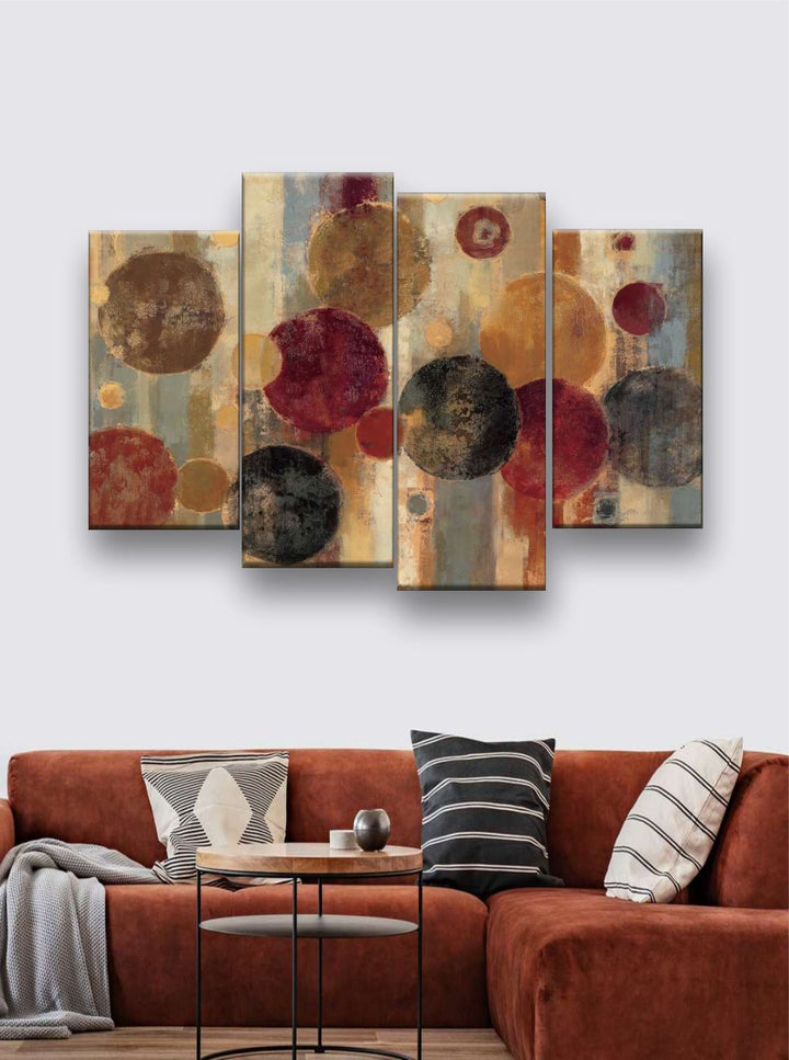 "Brown & Maroon Abstract Framed Wall Painting''