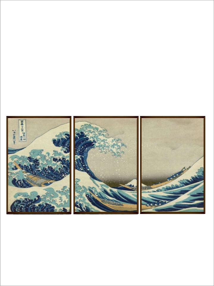 " Set Of 3 Sea Green Canvas Painting Wall Art''