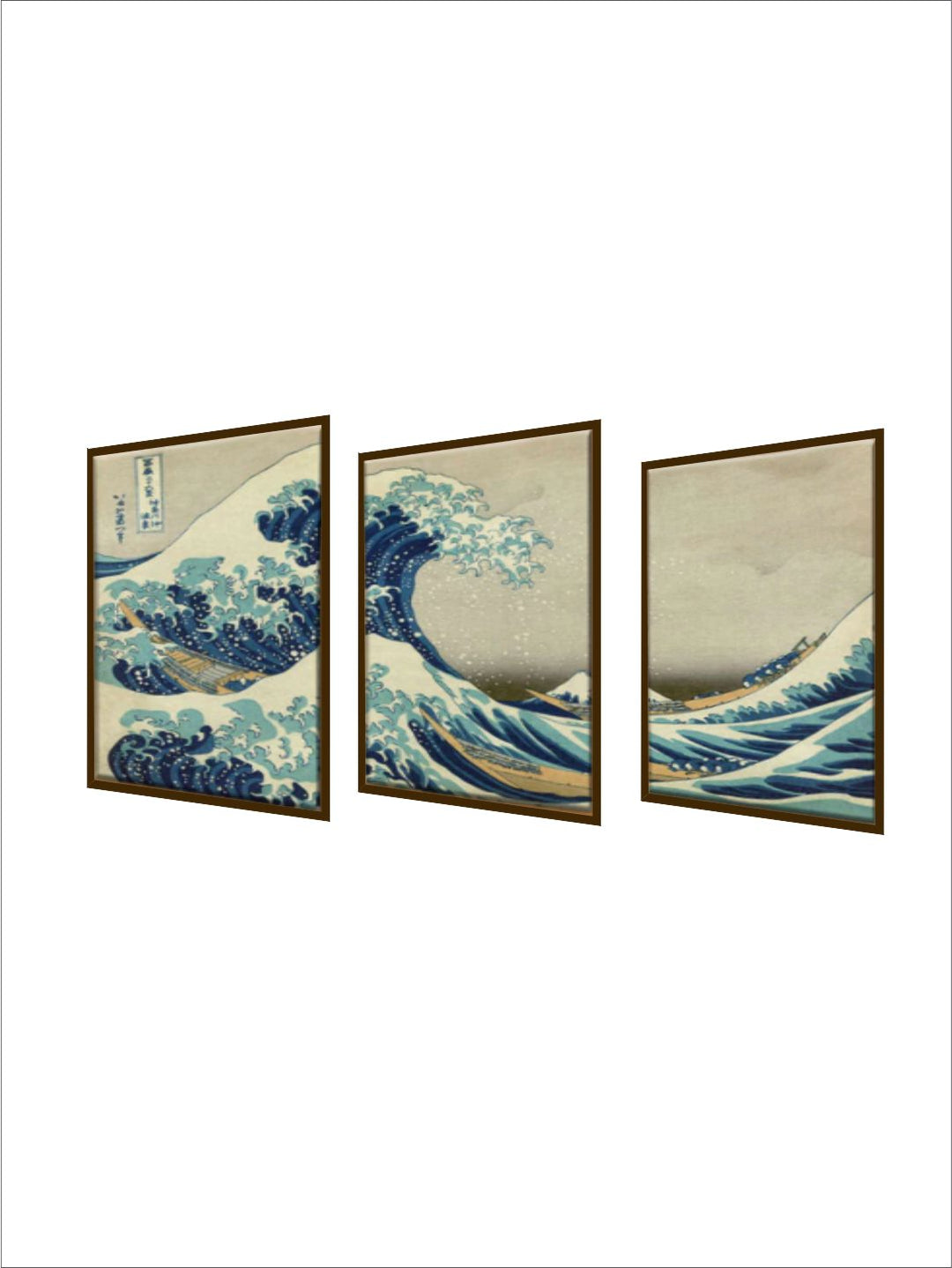 " Set Of 3 Sea Green Canvas Painting Wall Art''