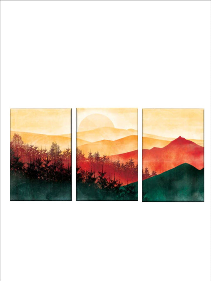 "Set Of 2 Multi-Colored Abstract Canvas Painting Frame Wall Art''