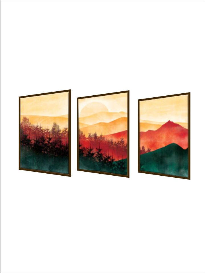 "Set Of 2 Multi-Colored Abstract Canvas Painting Frame Wall Art''