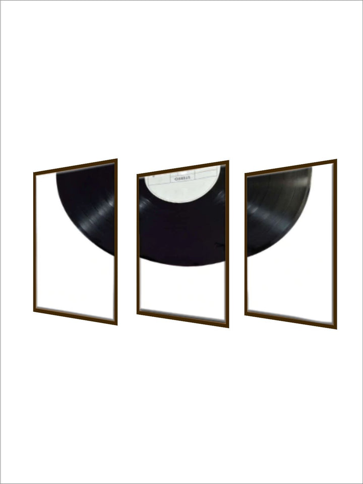 "Set Of 3 Black & White Abstract Painting Framed Wall Art''