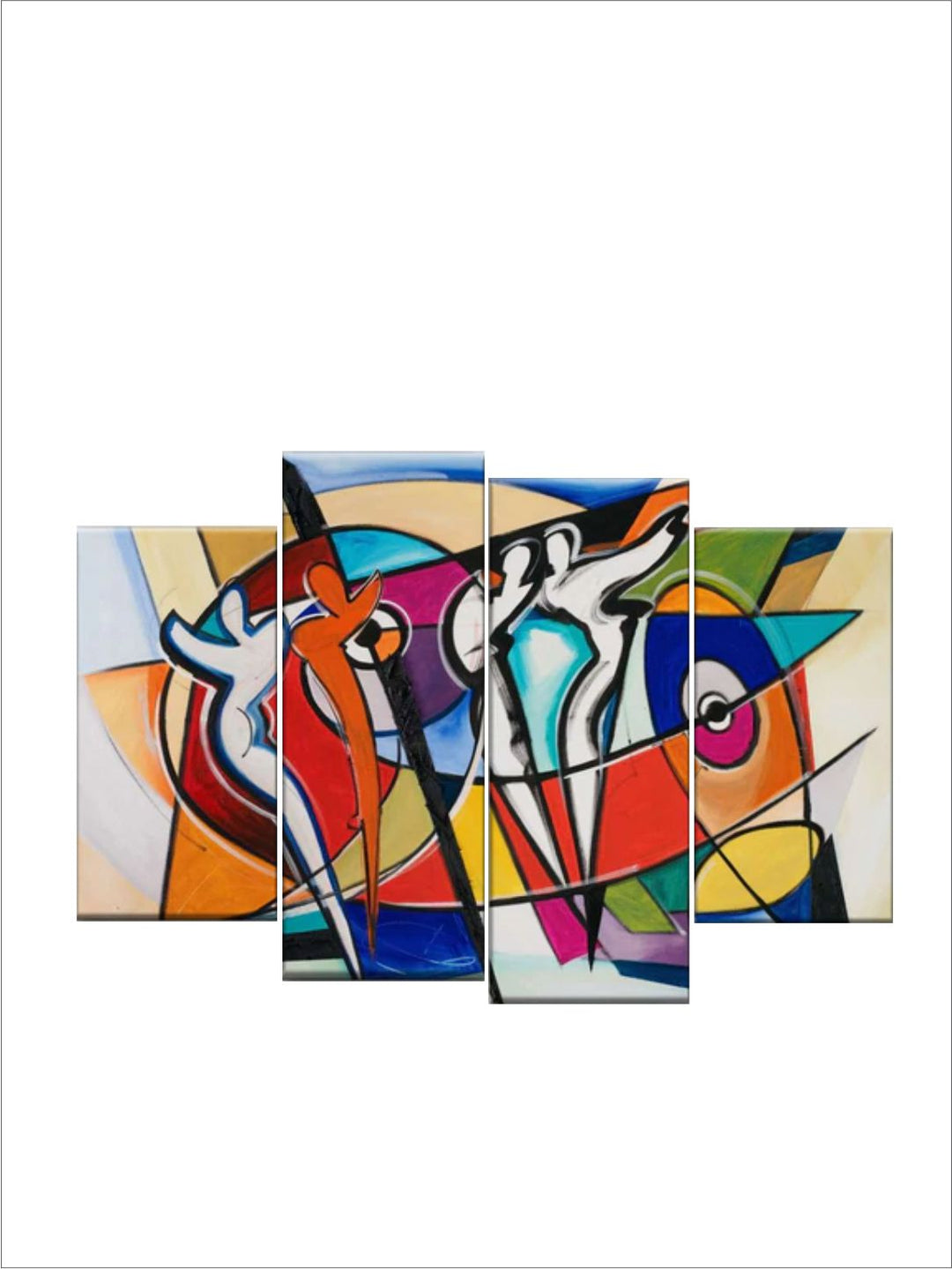 "  Set Of 4 Multi-Colored Abstract Painting Frame Wall Art''