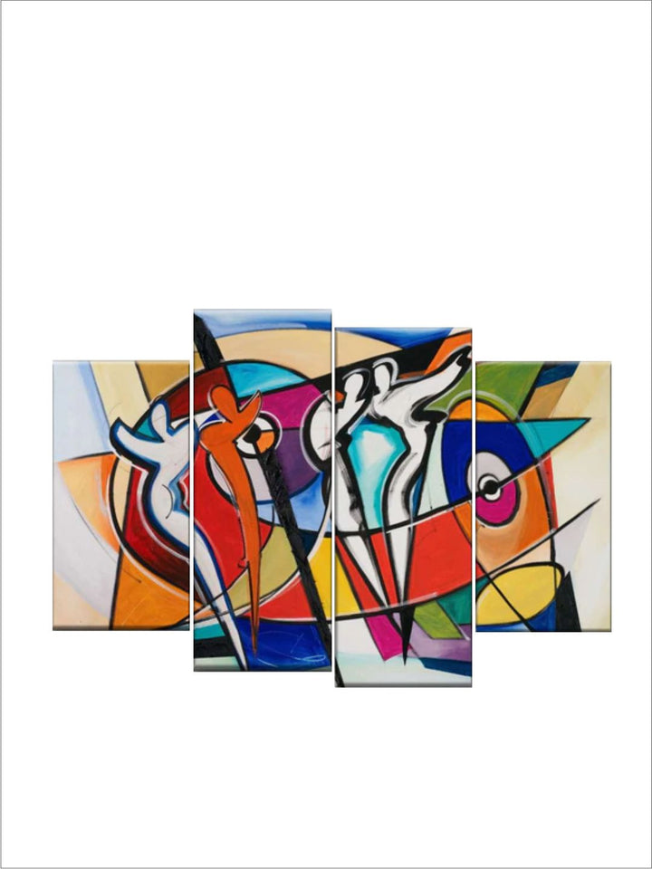 "  Set Of 4 Multi-Colored Abstract Painting Frame Wall Art''