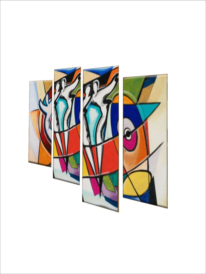 "  Set Of 4 Multi-Colored Abstract Painting Frame Wall Art''